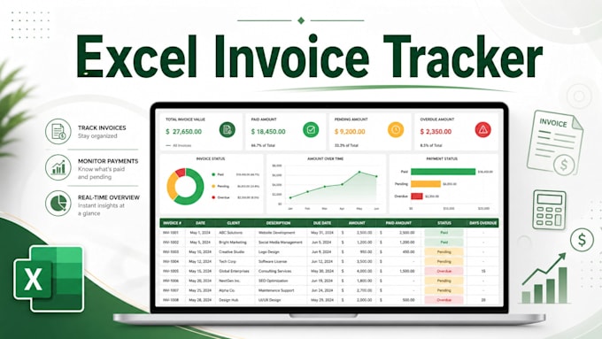 create a professional excel invoice and expense tracker