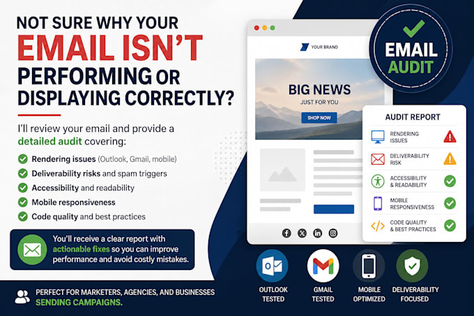 audit your email for deliverability, spam, and rendering issues