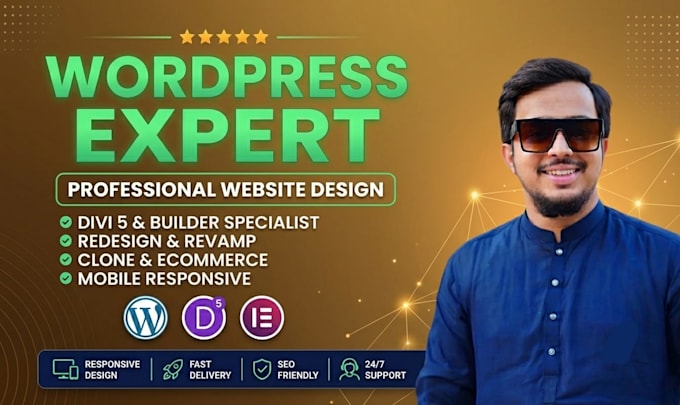 redesign,revamp,clone wordpress website by divi theme,elementor pro