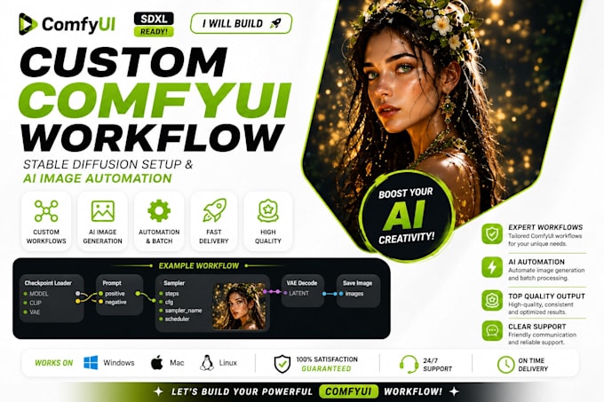 build custom comfyui workflow, stable diffusion setup, ai image automation