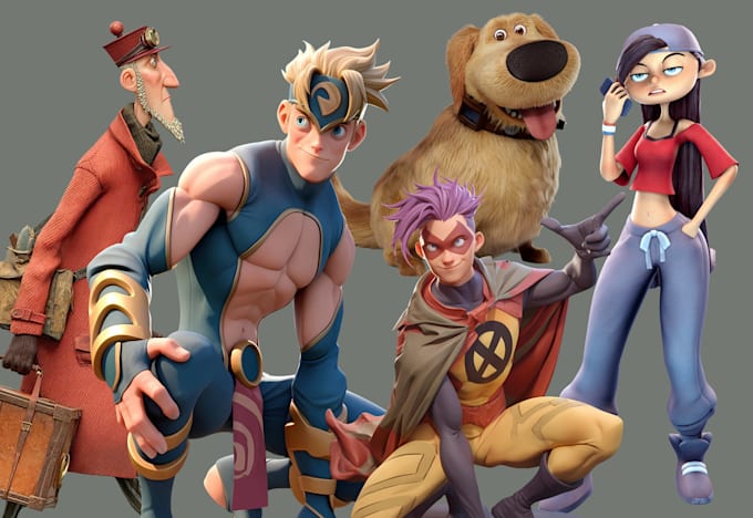 Do 3d cartoon character design mascot pixar style 3d modeling 3d ...