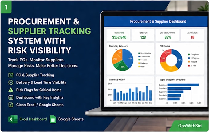 create a procurement, supplier tracking, and supply chain dashboard in excel