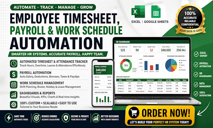 automate employee timesheet payrolls work schedules google sheet excel tracker