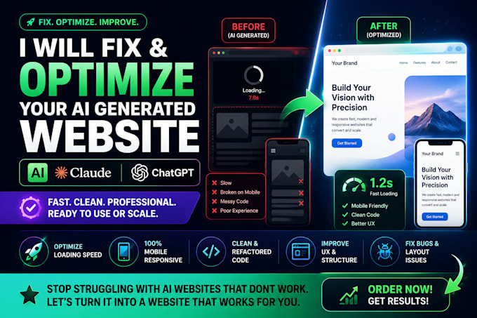 fix and optimize your ai generated website claude, chatgpt