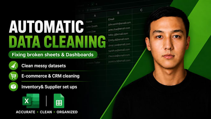 clean messy data and build excel or google sheets dashboards