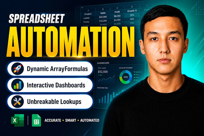 clean messy data and build excel or google sheets dashboards