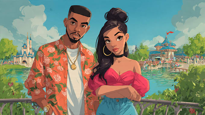 do cute disney cartoon portrait