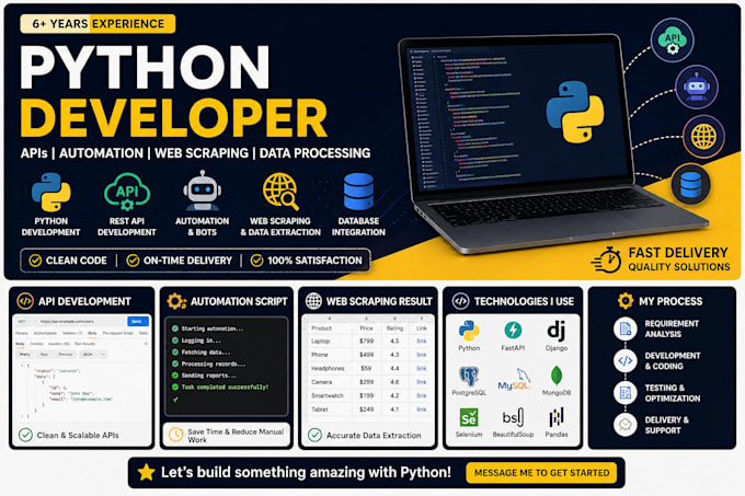 do python development, apis and automation