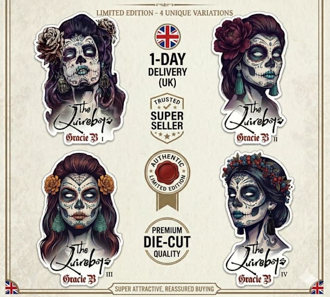 design custom tattoo gothic sugar skull stickers logo