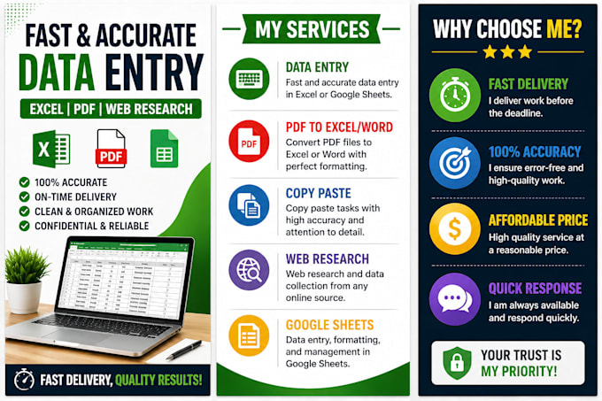 Do fast and accurate data entry, excel work and pdf conversion by ...