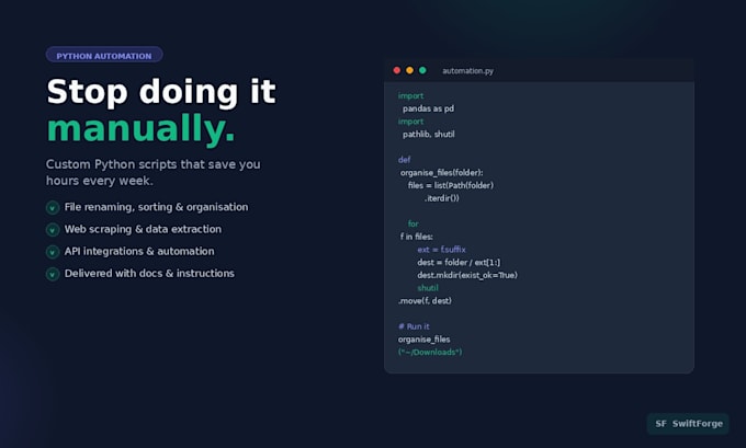 write a python script to automate your repetitive task or data process