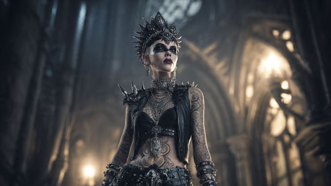 make a gothic punk c character illustration