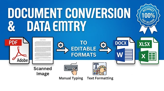 do excel data entry, copy paste, and document conversion