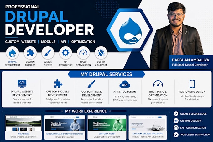 develop custom drupal website, module, theme and API