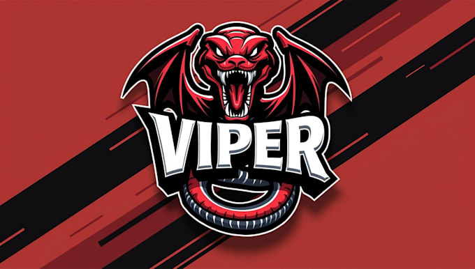 design super red viper mascot logo with express delivery