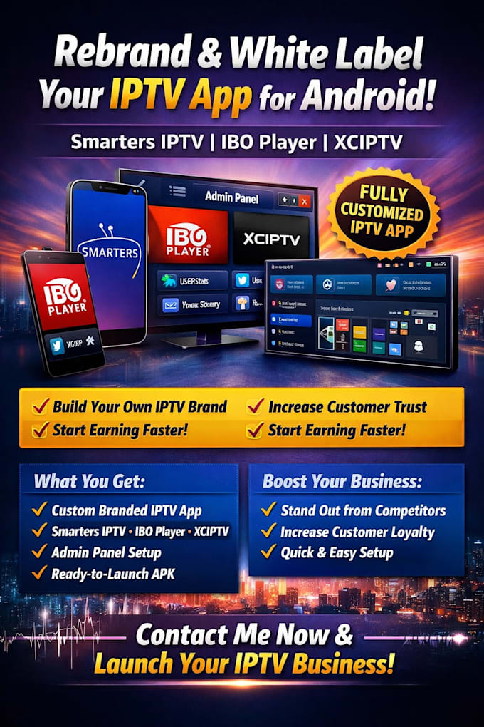 Whitelabel and rebrand iptv smarter app tivimate and admi panel for ...