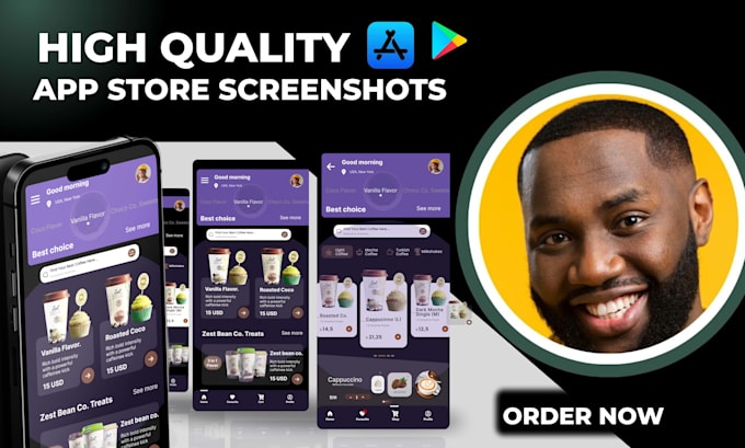 design app screenshots for app store and play store