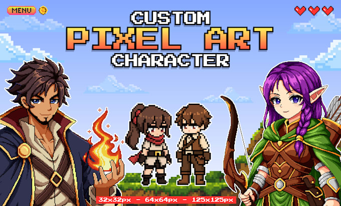 create pixel art character, pixel animation for 2d game art