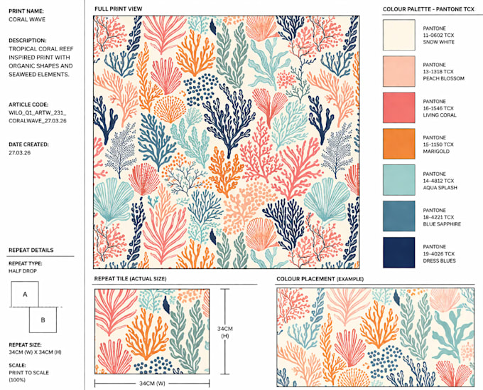 create textile patterns and prepare print ready artwork