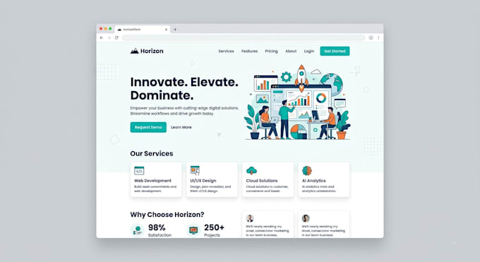 create modern landing page UI UX