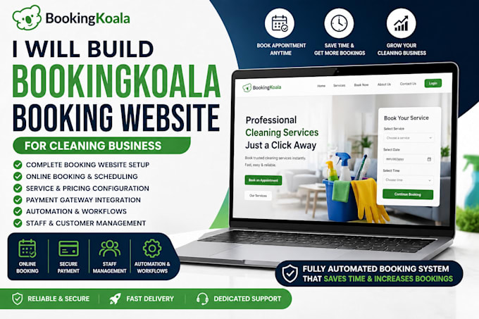 build bookingkoala booking website for cleaning business
