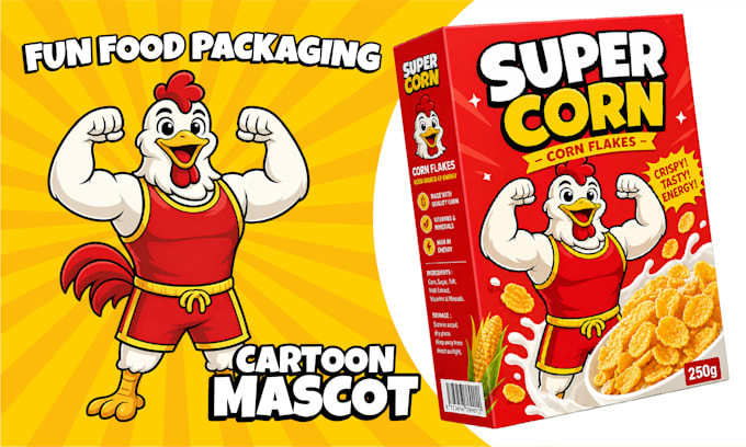 create fun food packaging with custom cartoon mascot