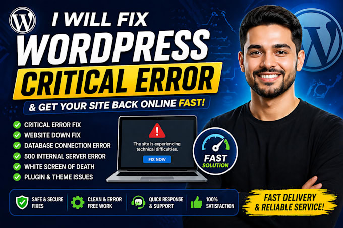 fix wordpress critical error website down or server issues