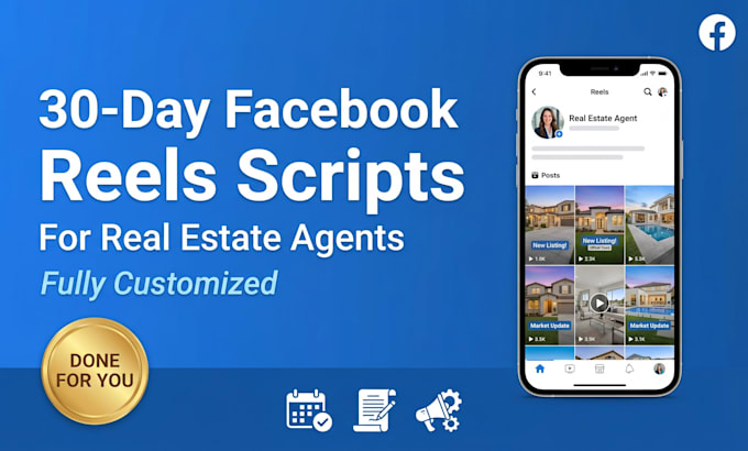 write 30 facebook reels scripts for real estate agents