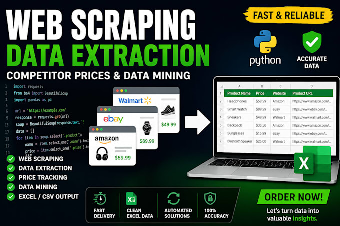 scrape competitor prices and export to excel