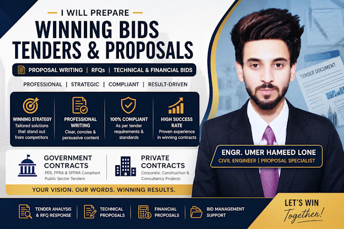prepare winning bids, tenders, proposals writing, and rfqs