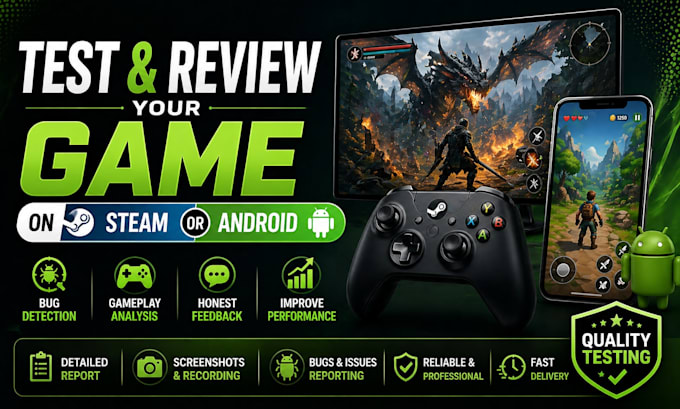 test and review your game on steam or android