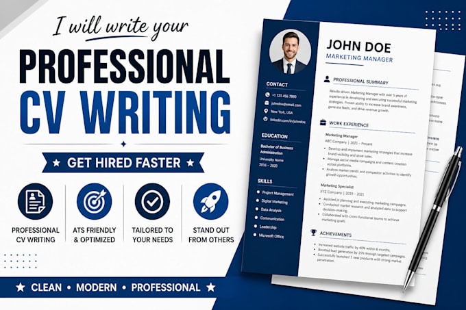 write ats optimized professional resume and CV for jobs