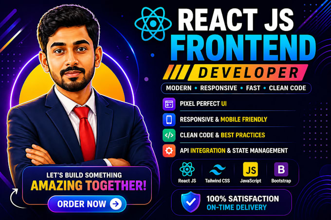 build responsive react js frontend UI or landing page