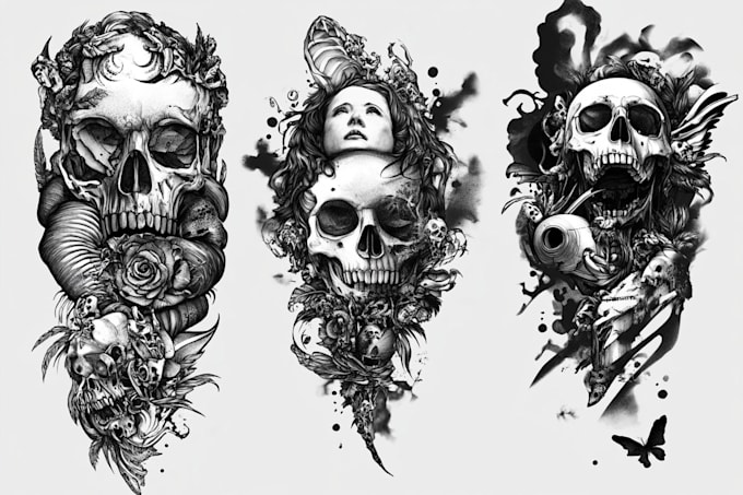 create custom portrait tattoo illustration detailed face art
