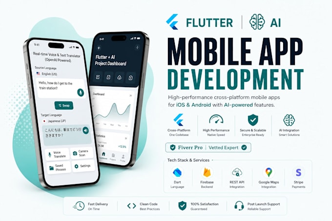 do mobile app development, android and ios using flutter