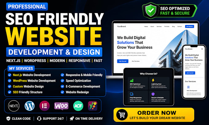 create user seo friendly website business next js wordpress developer web design