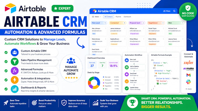 build airtable CRM with automation and advanced formulas