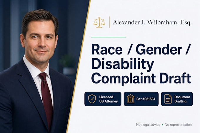 draft a powerful discrimination complaint based on race gender or disability