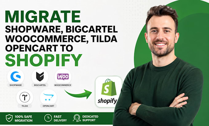 migrate shopware bigcartel woocommerce tilda opencart to shopify website