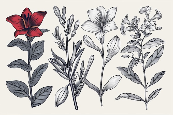 illustrate custom flower line art illustration