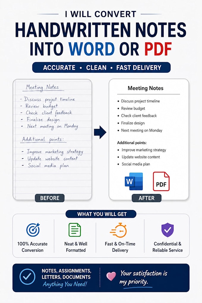 convert handwritten notes or documents into digital document