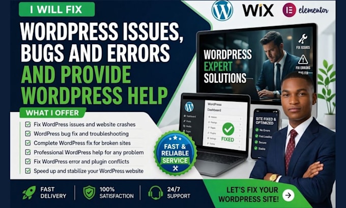 fix wordpress issues wix issues bugs and errors provide wordpress help elementor