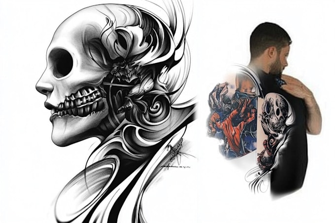 draw custom music tattoo illustration