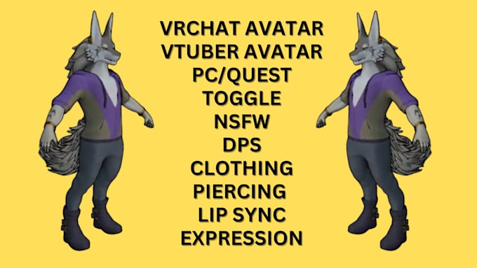 Create custom 3d vrchat furry avatar model vtuber character vrc avi vr ...