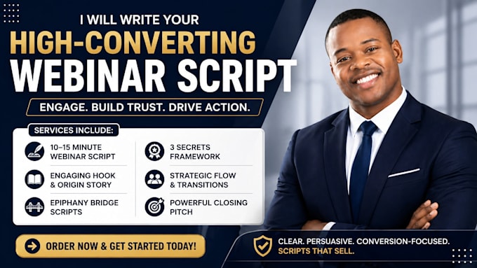 write high converting webinar, video script sales funnel, voiceover and keynote