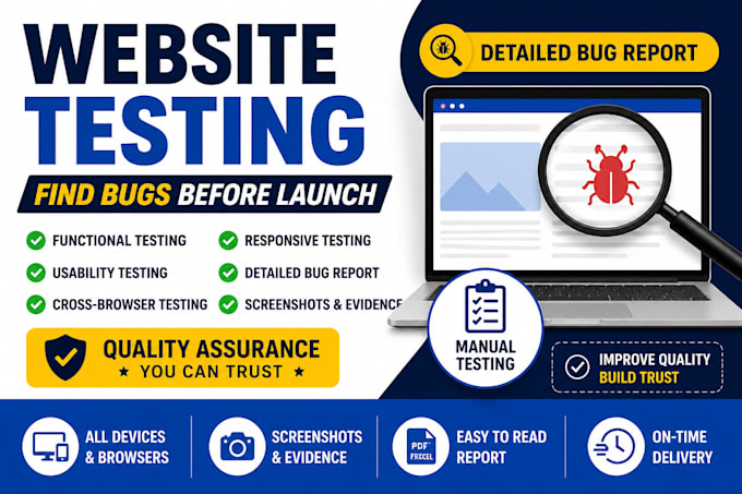 test your website for bugs, usability issues and functionality