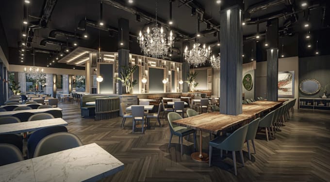 redesign 3d restaurant interior,dining area,luxury hotel, indoor pool,cgi layout