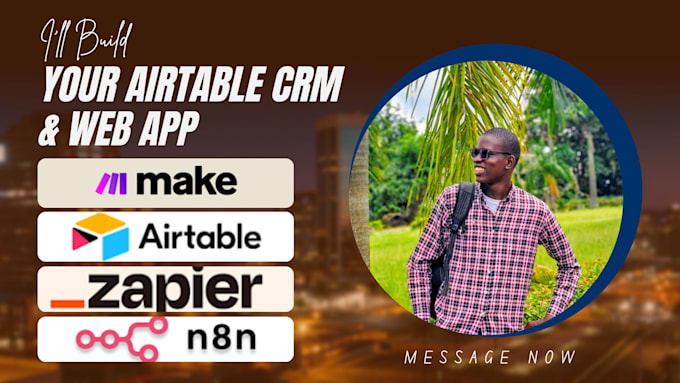 setup airtable database crm, softr webapp, airtable automation, makecom, n8n