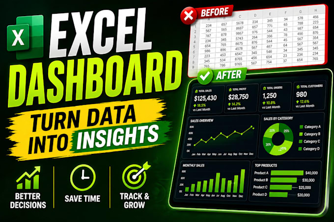 build professional excel dashboard and automated reports