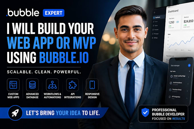 be bubble io developer, bubble app developer for saas, mvp, website
